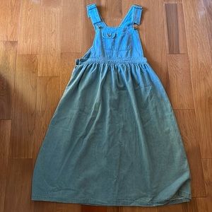 Denim overall dress| size: os